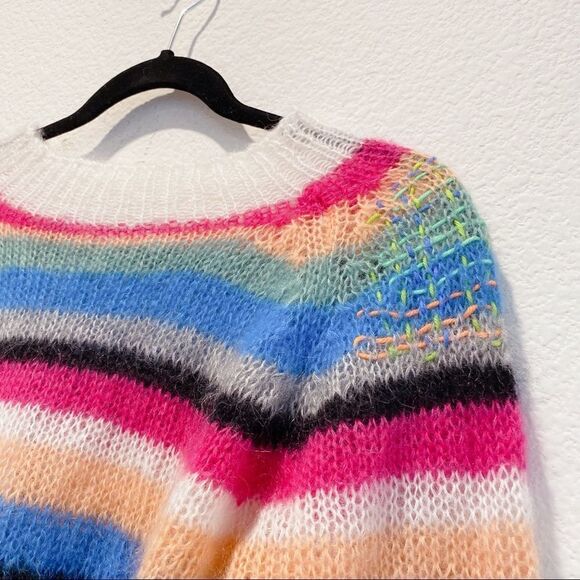Michaela Buerger silk Mohair blend  Mock Neck Striped Sweater Multi XS - Picture 13 of 14